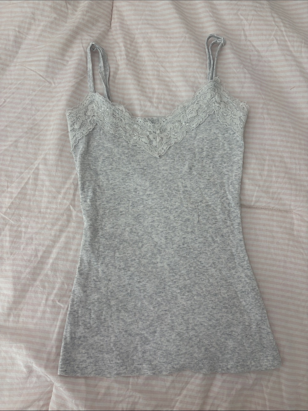 NWOT No Boundaries Light Gray Lace-Trim Cami
